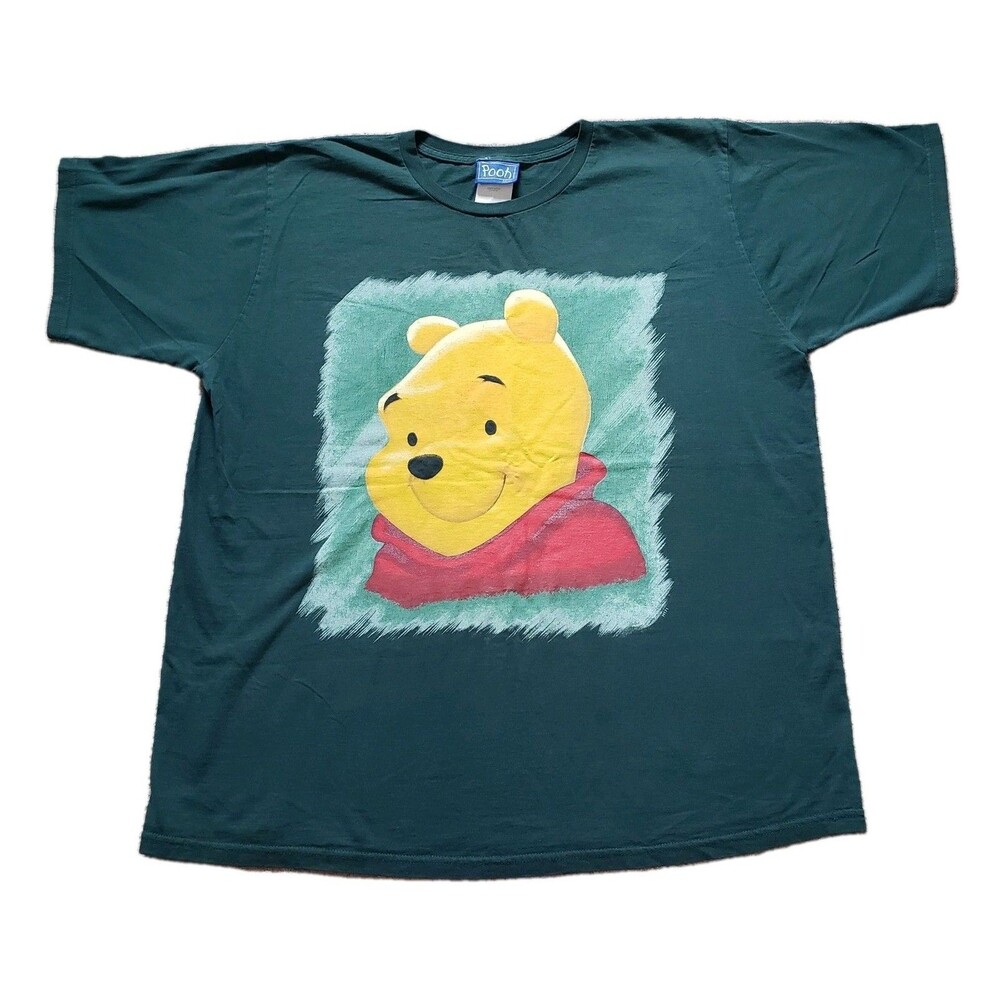 Vintage Winnie The Pooh Big Face Size 1X Mens Green T-Shirt Disney Y2k 90s